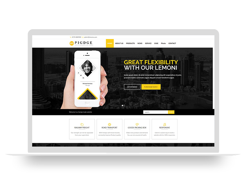 (自适应手机端)响应式五金电器出口英文外贸类网站pbootcms模板 HTML5五金电子产品外贸网站源码